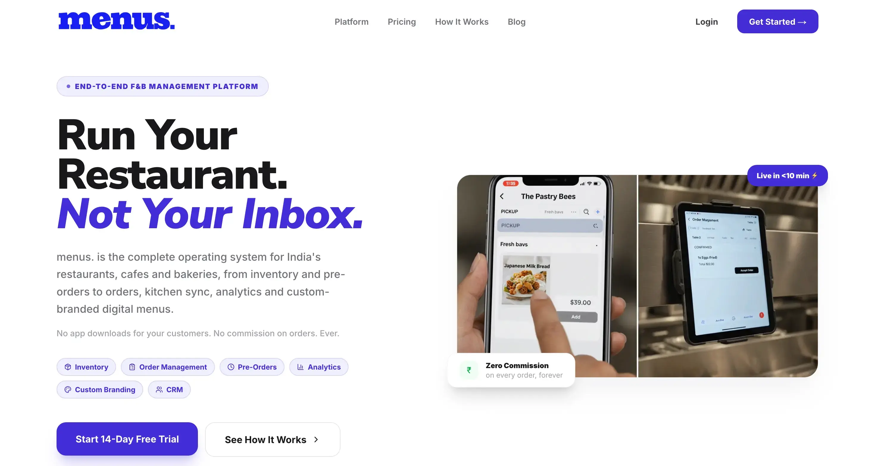 menus. — F&B Management Platform